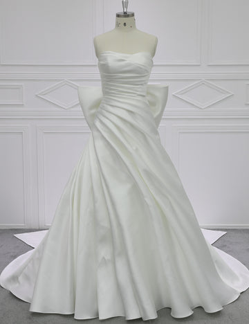 Elegant Satin A-Line Wedding Dress Factory Direct
