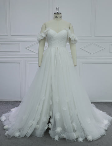 Romantic Floral Applique Bridal Gown