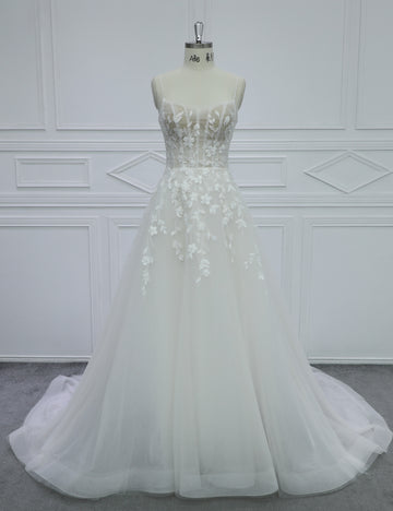 Romantic Bridal Dress with Floral Embroidery