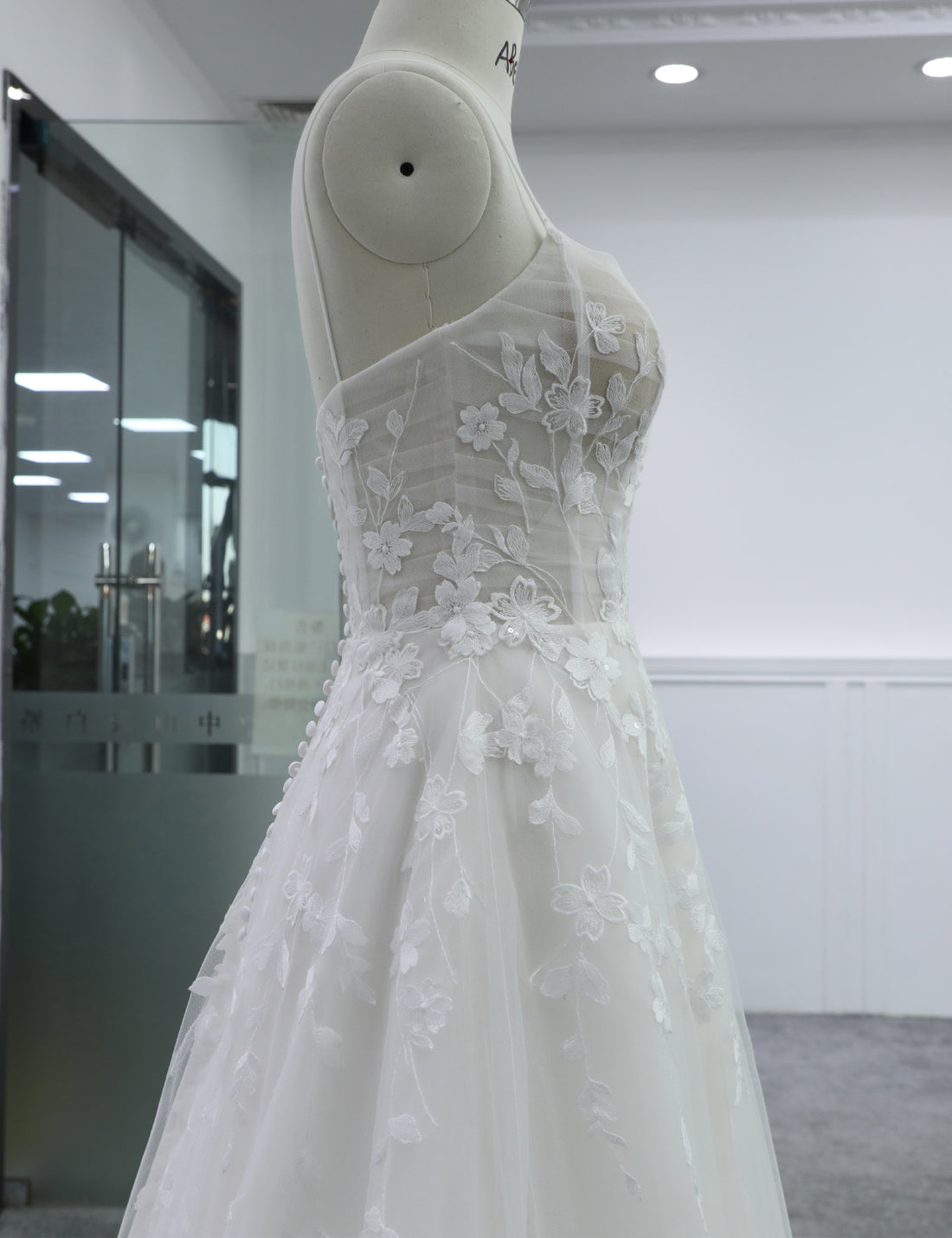 Romantic Bridal Dress with Floral Embroidery