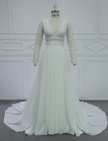 Long Sleeve Minimalist Wedding Dress for Boutiques