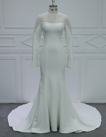 Elegant Crystal Back Mermaid Wedding Dress