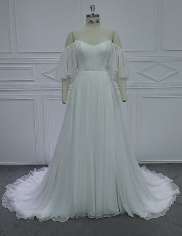Elegant Illusion Neck A-Line Bridal Dress