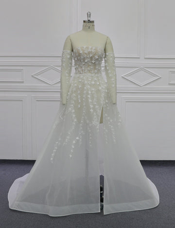 Romantic Bridal Gown with 3D Flowers