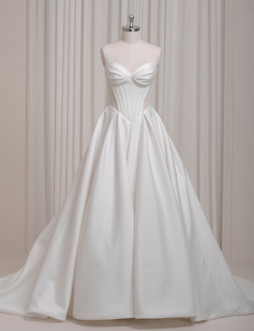 SS27 Simple Satin A Line Bridal Dress Wholesale