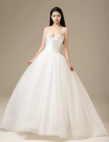 SS27 Luxury Satin Ball Gown Bridal Dress Manufacturer