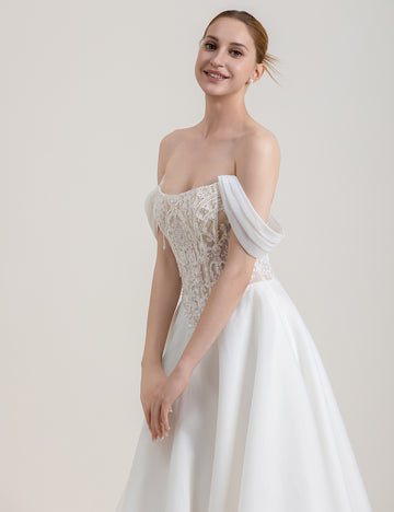 Beauty Bridal Deep V-neck Lace Slit Wedding Dress | Cool and Sensual · A Bridal Gown with Haute Couture Flair