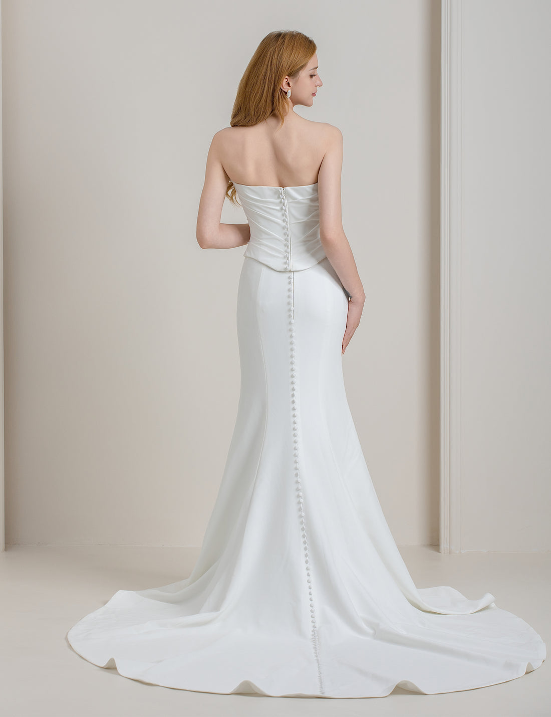 Off-the-Shoulder Satin Mermaid Wedding Dress with Beaded Details