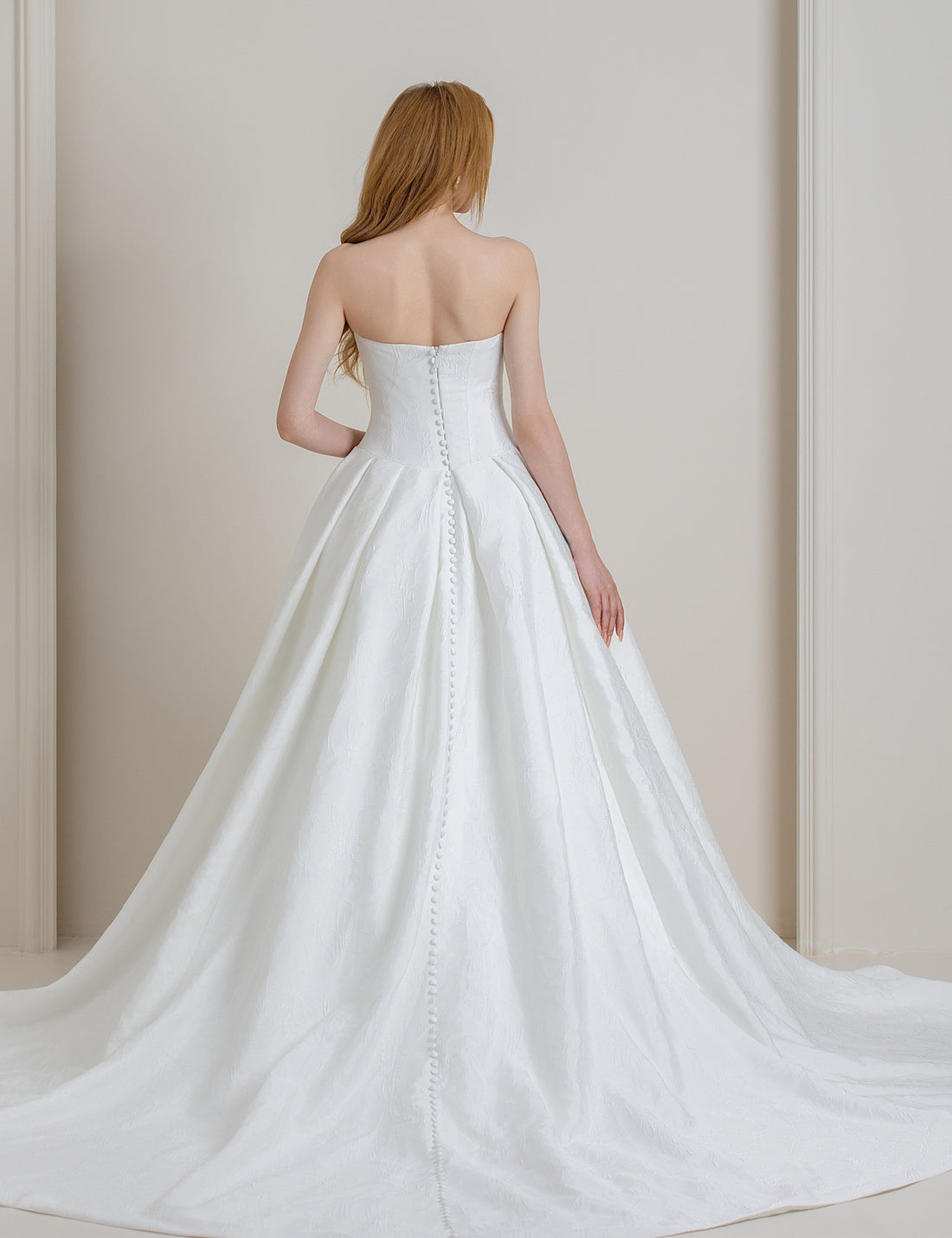 Strapless Satin Ball Gown Wedding Dress with Corset Back